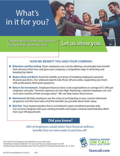 FAOnCall 2 Sided Flyer for Employers- 25 Pack