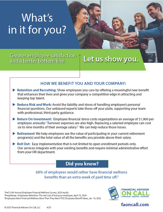 FAOnCall 2 Sided Flyer for Employers- 25 Pack